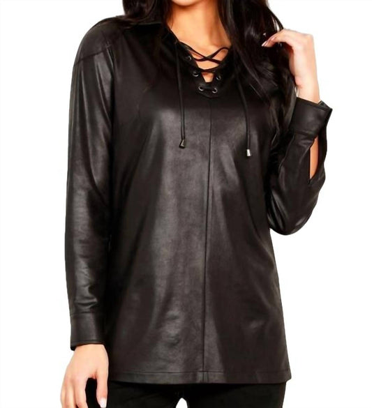 Vegan Leather Collar Tunic