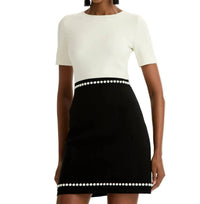 Oscar De La Renta - Short Sleeve Bubble Trim Knit Dress
