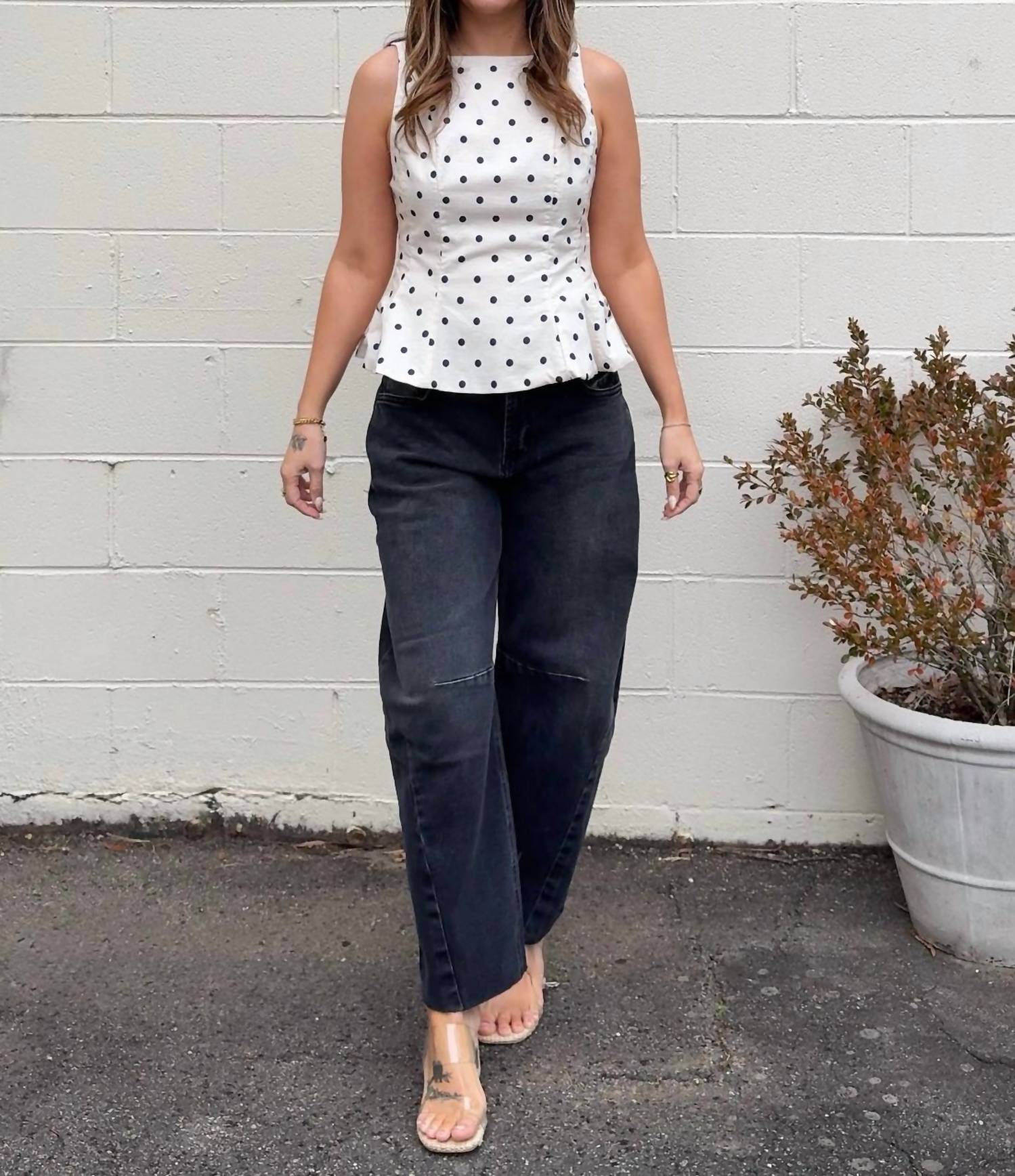 Thml - Gracelyn Polka Dot Peplum Top