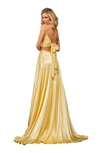 Sherri Hill Bow Back Two Piece Prom Gown in yellow - women's dress - alternate view
