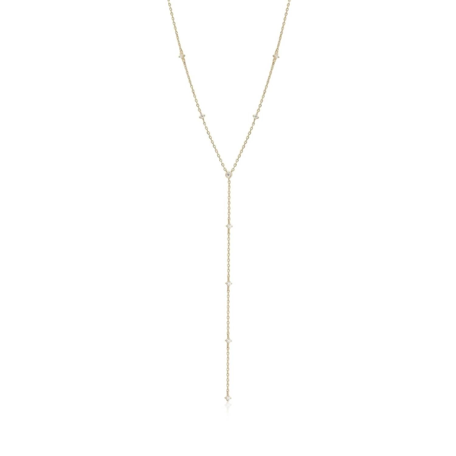 Eklexic - Women's Cz Studded Lariat Necklace
