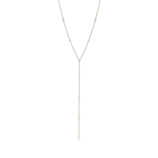 Eklexic - Women's Cz Studded Lariat Necklace