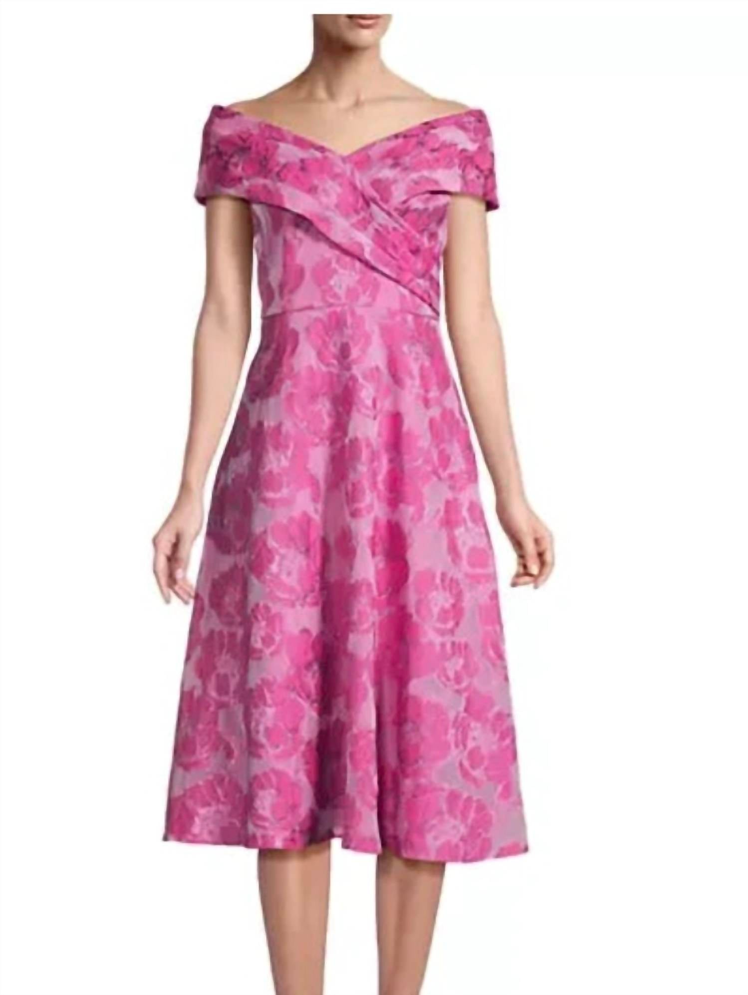 AIDAN MATTOX Floral Print Cocktail Midi Length Dress in pink - women's dress