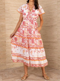 Hale Bob - Azeneth Short Sleeve Tiered Midi Dress
