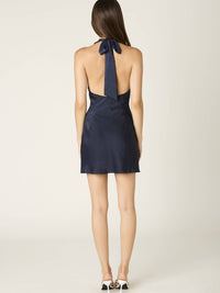 Cotton Candy LA Parker Silky Halter Mini Dress in navy - women's dress - alternate view