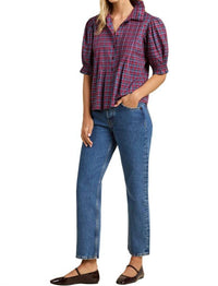 TROVATA Jess Blouse in poppy pine check - women's blouse - alternate view