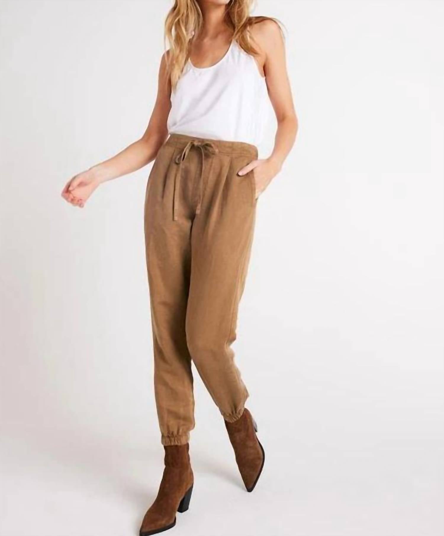 Bella Dahl Luna Pleat Front Jogger Pants in topaz brown - women's pants