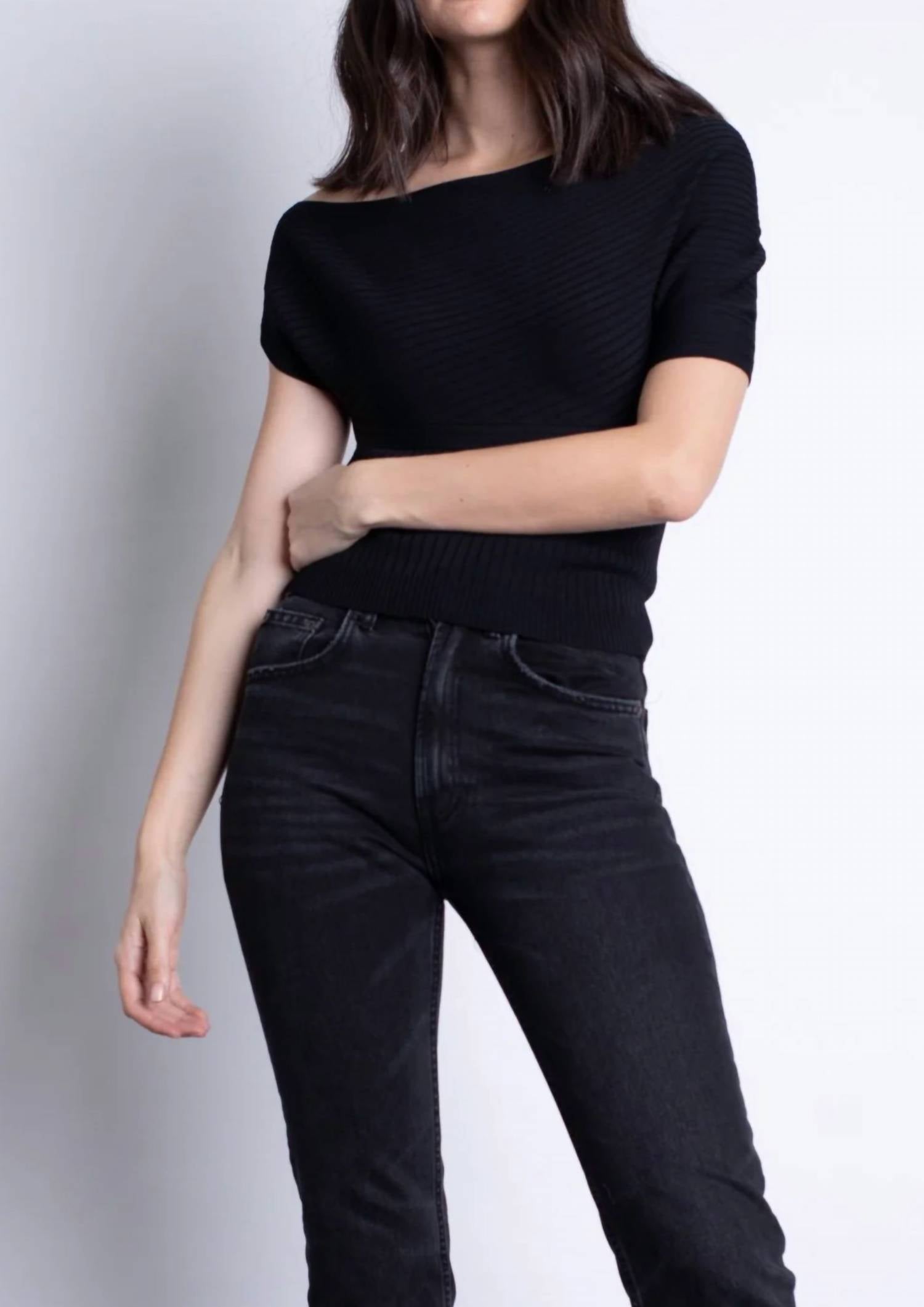 Karina Grimaldi - Natalia Asymmetrical Neckline Knit Top