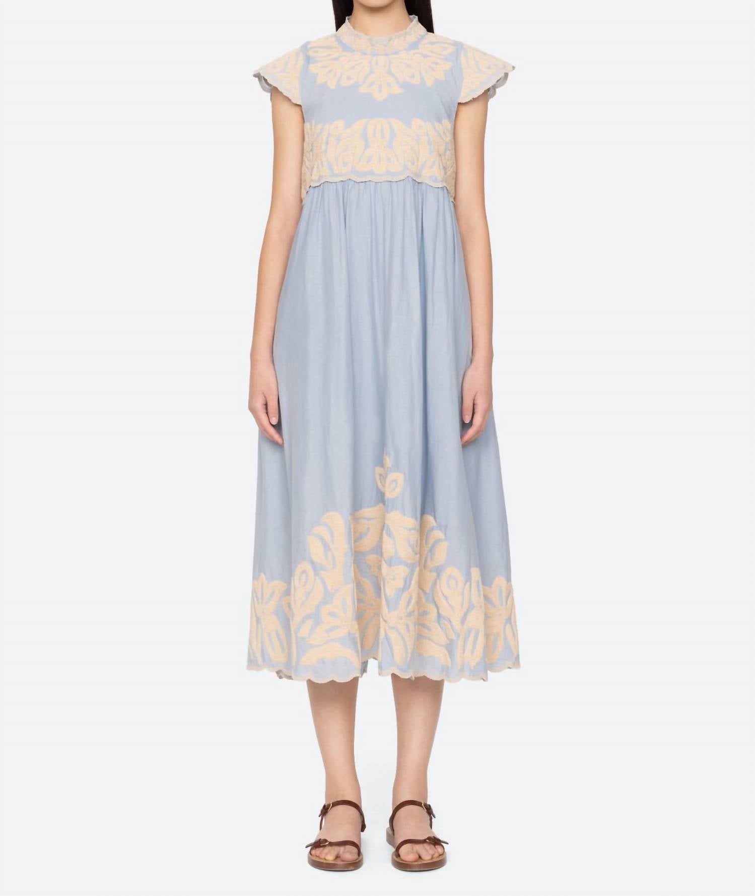 Sea - Alexandra Embroidery Cap Sleeve Midi Dress