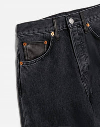 RE/DONE Women's High Rise Wide Leg Jeans in back to black leather - women's jeans - alternate view