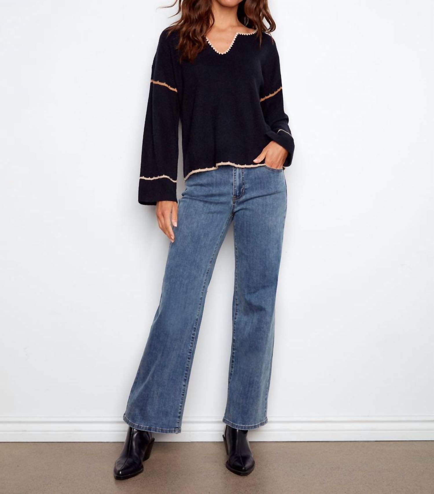 Charlie B - Embroidered Ribbed Sweater