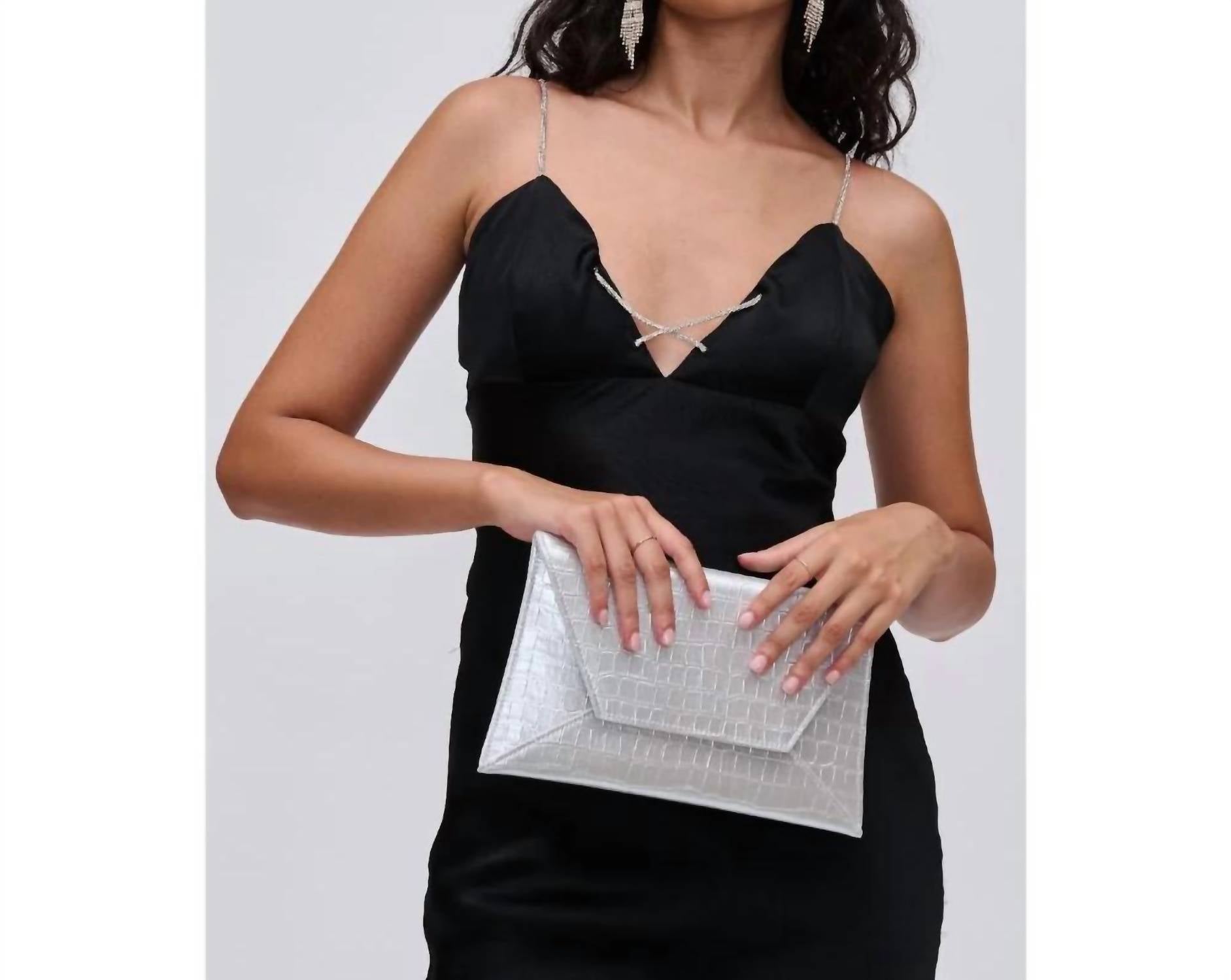 Urban Expressions - Women's Cora Croco Textured Envelope Bag