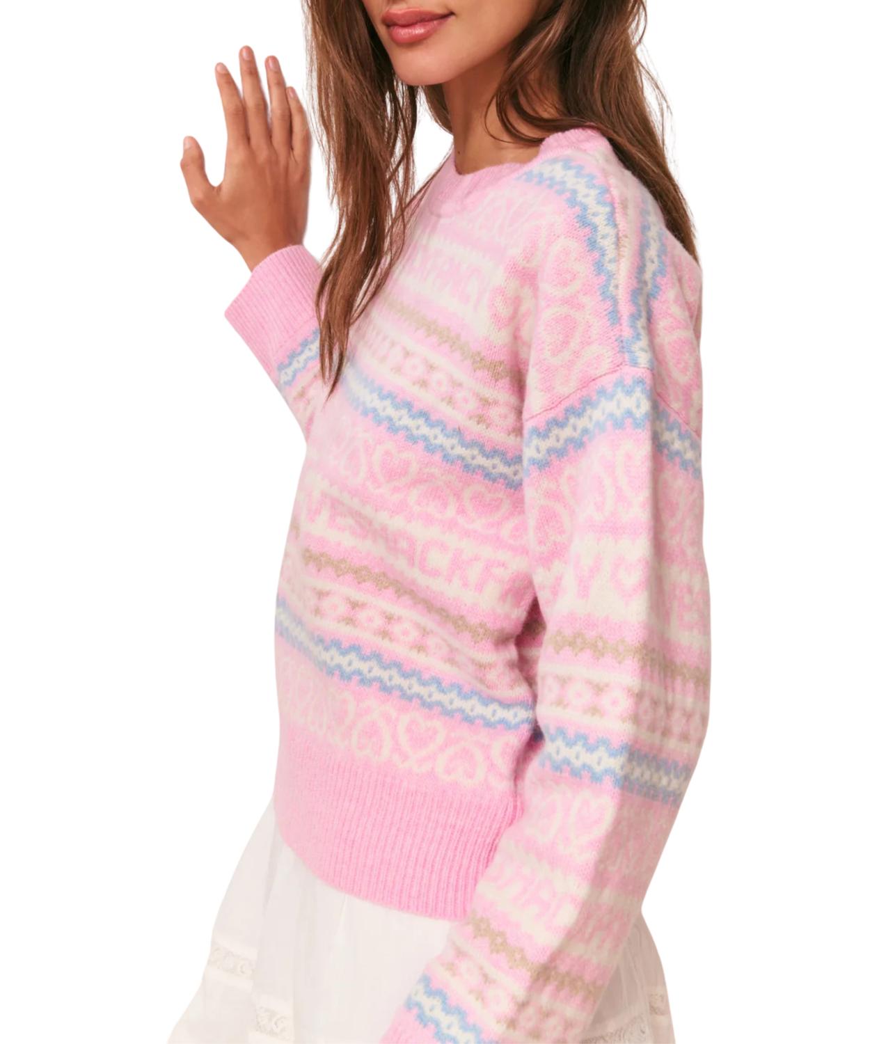 LoveShackFancy Emberly Crew Pullover in peach dream - women's sweater - detail view