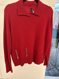 Pier Antonio Gaspari Women's High Neck Cut Top in red - women's sweater