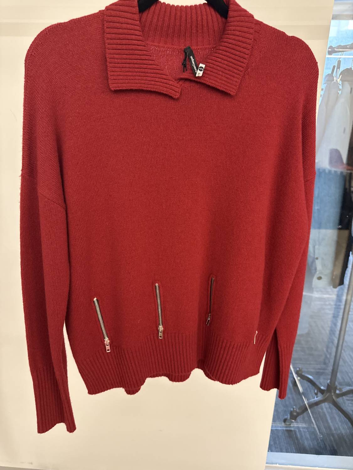 Pier Antonio Gaspari Women's High Neck Cut Top in red - women's sweater