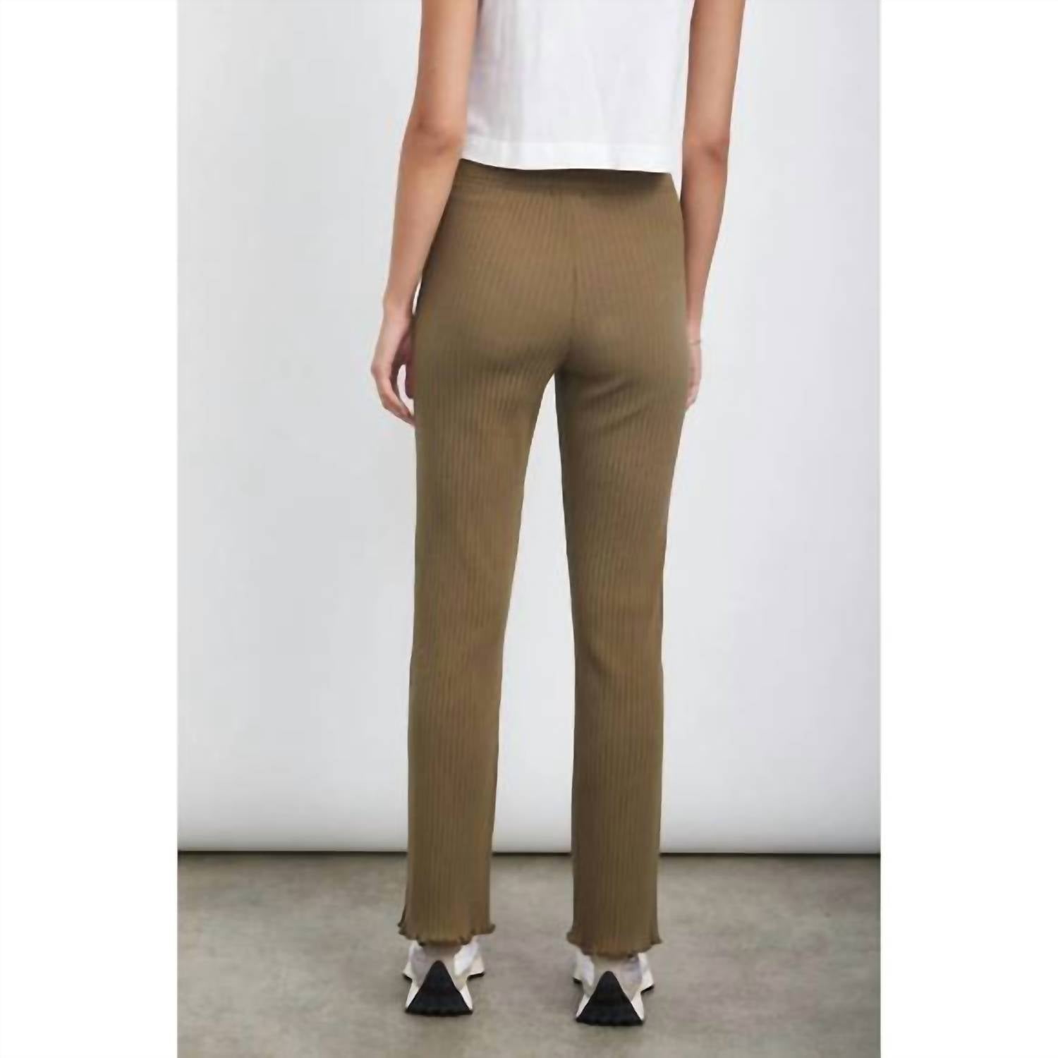 Rails Luca Ribbed Pant in olive - women's pants - detail view