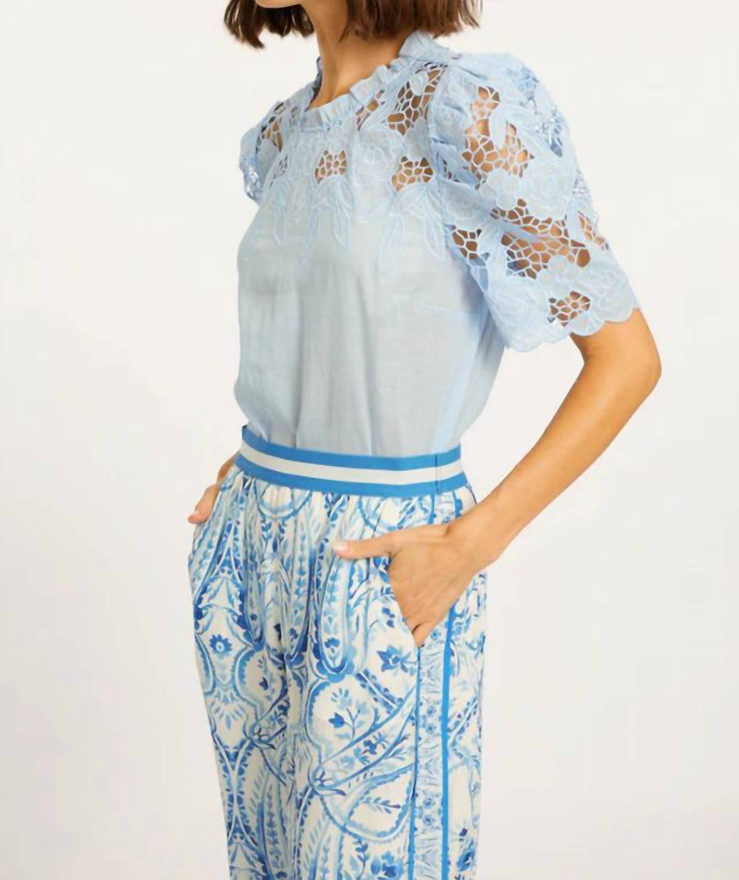 CABALLERO Katia Windsurfer Top in blue - women's blouse - detail view