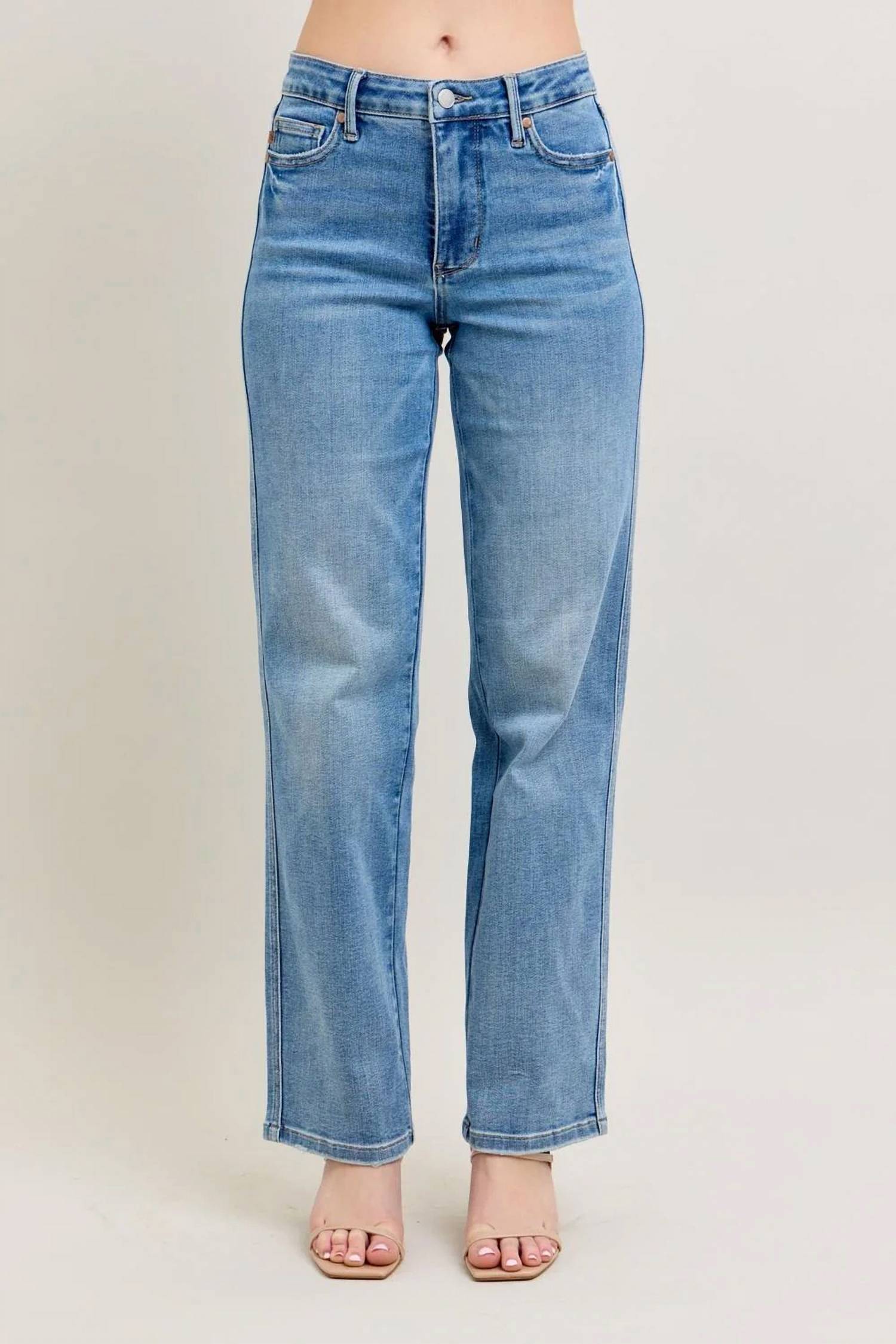 Judy Blue - Mid Rise Tummy Control Straight Jeans