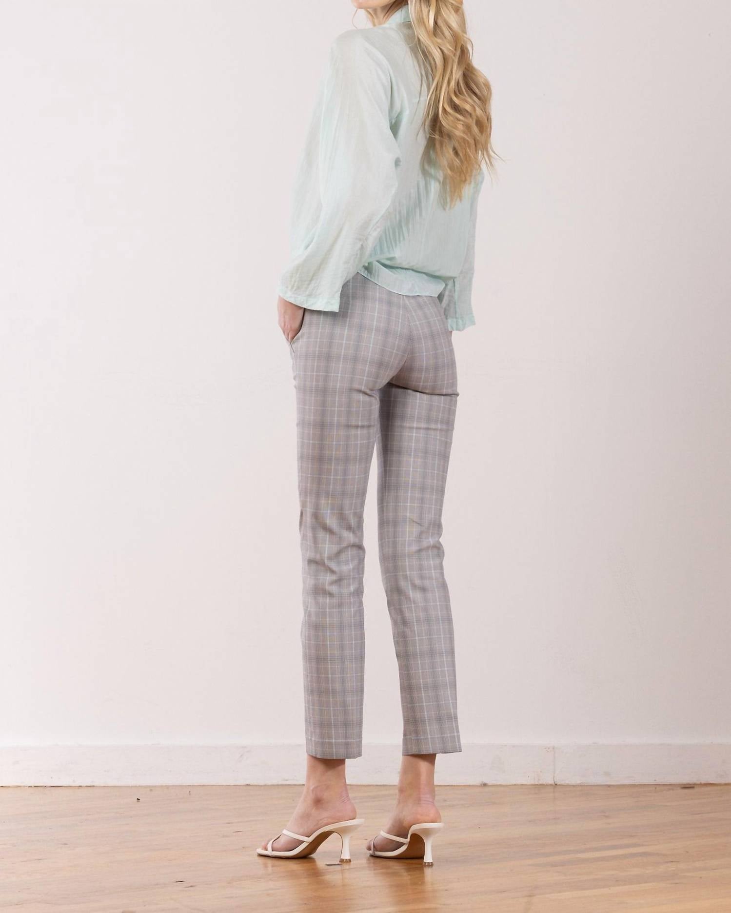 Avenue Montaigne Lulu Straight Cropped Pant in madras plaid - women's pants - alternate view
