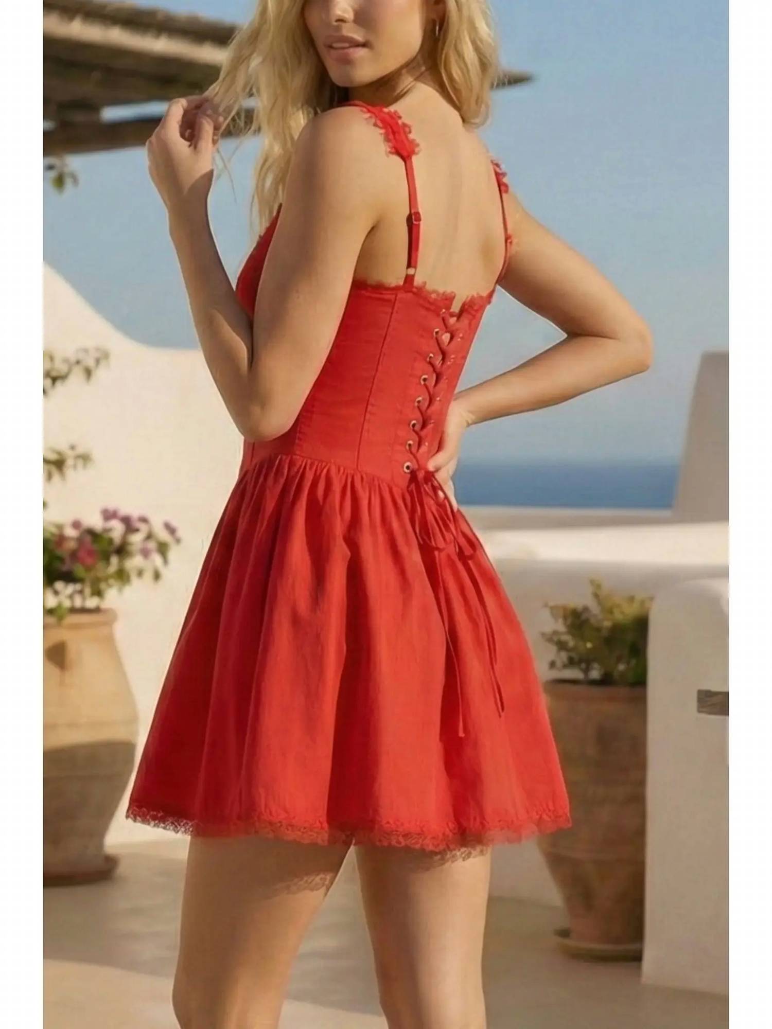 Klesis - Ciara Lace Edge Corset Flared Mini Dress