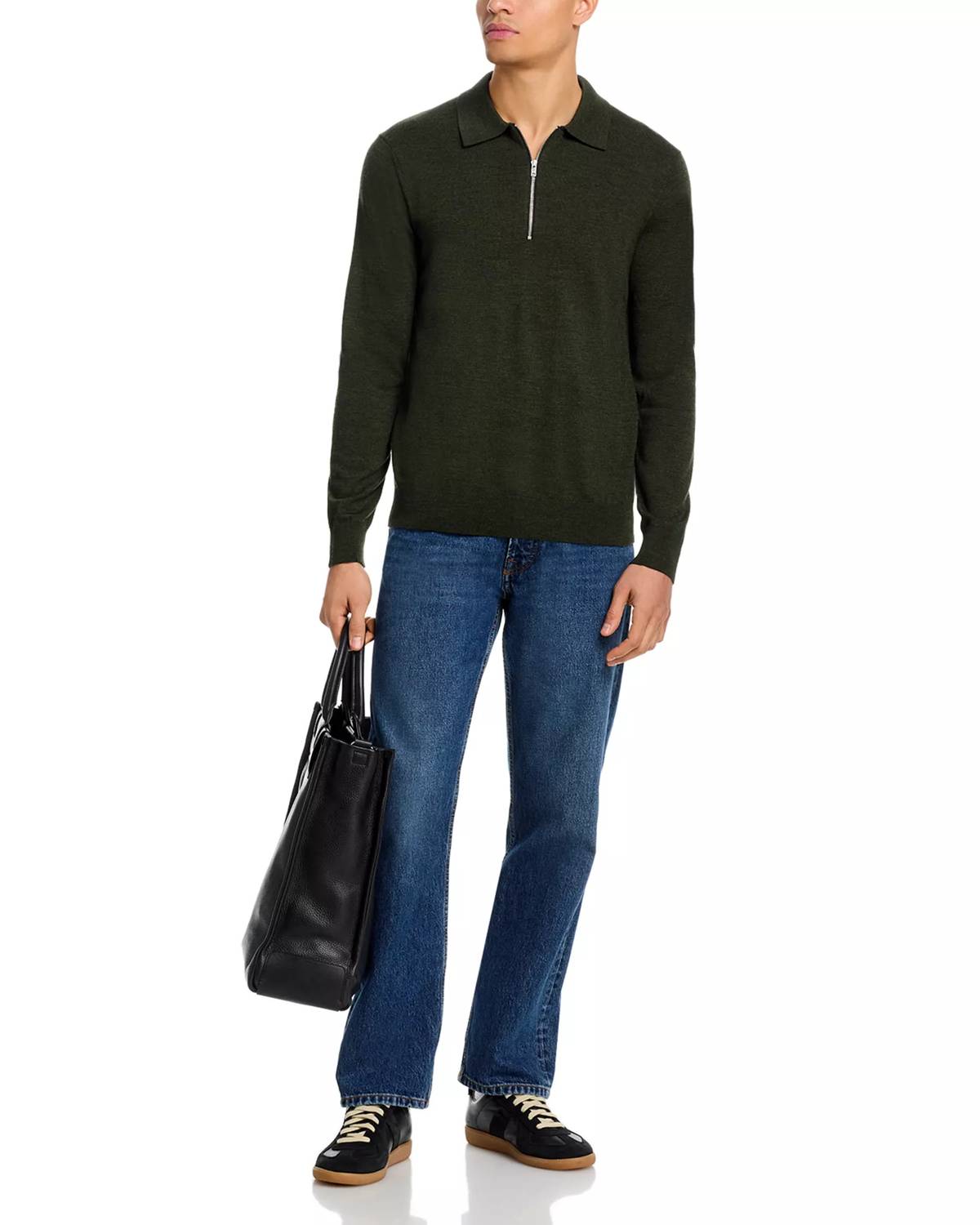 NN07 SERGIO ZIP POLO in dark army - men's shirt