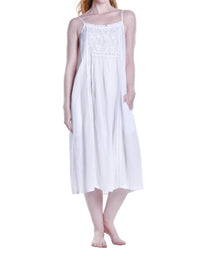 La Cera - Embroidered Bib Chemise Gown