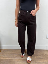 JUST BLACK DENIM Barrel Twist Jean in dark roast 2 - women's jeans