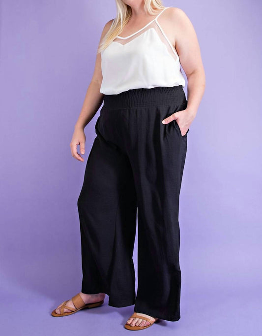 Ee:Some - Wide Leg With Smocked Waist Pants