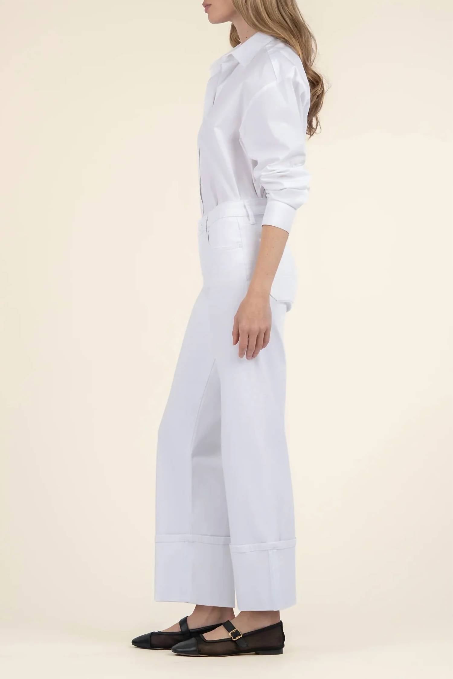 KUT FROM THE KLOTH Charlotte High Rise Wide Leg Jeans in optic white - women's jeans - alternate view