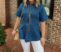 Entro - Denim Pintuck Top