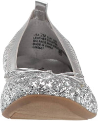 Nina Girls Esther Ballet Flat Shoes in silver chunky glitter - kids' shoe - alternate view