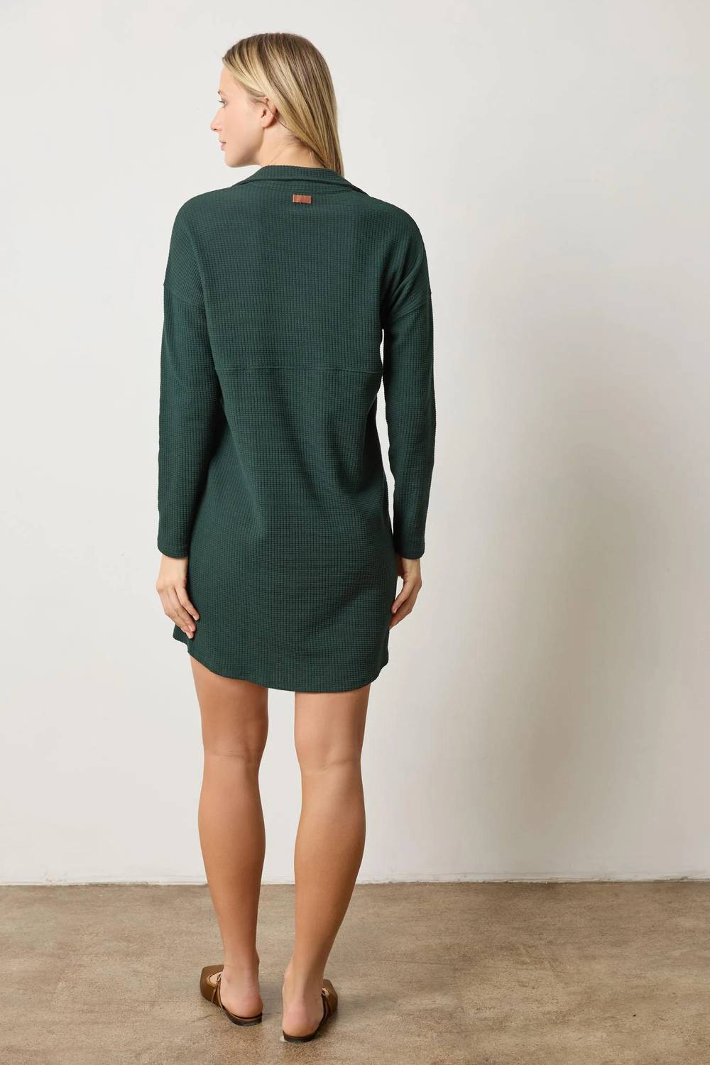 Lilla P - Women's Split Neck Collared Dress