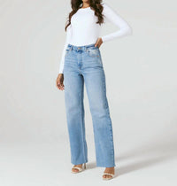 7Diamonds Gwen Wide Leg Jean in light blue - women's jeans - detail view