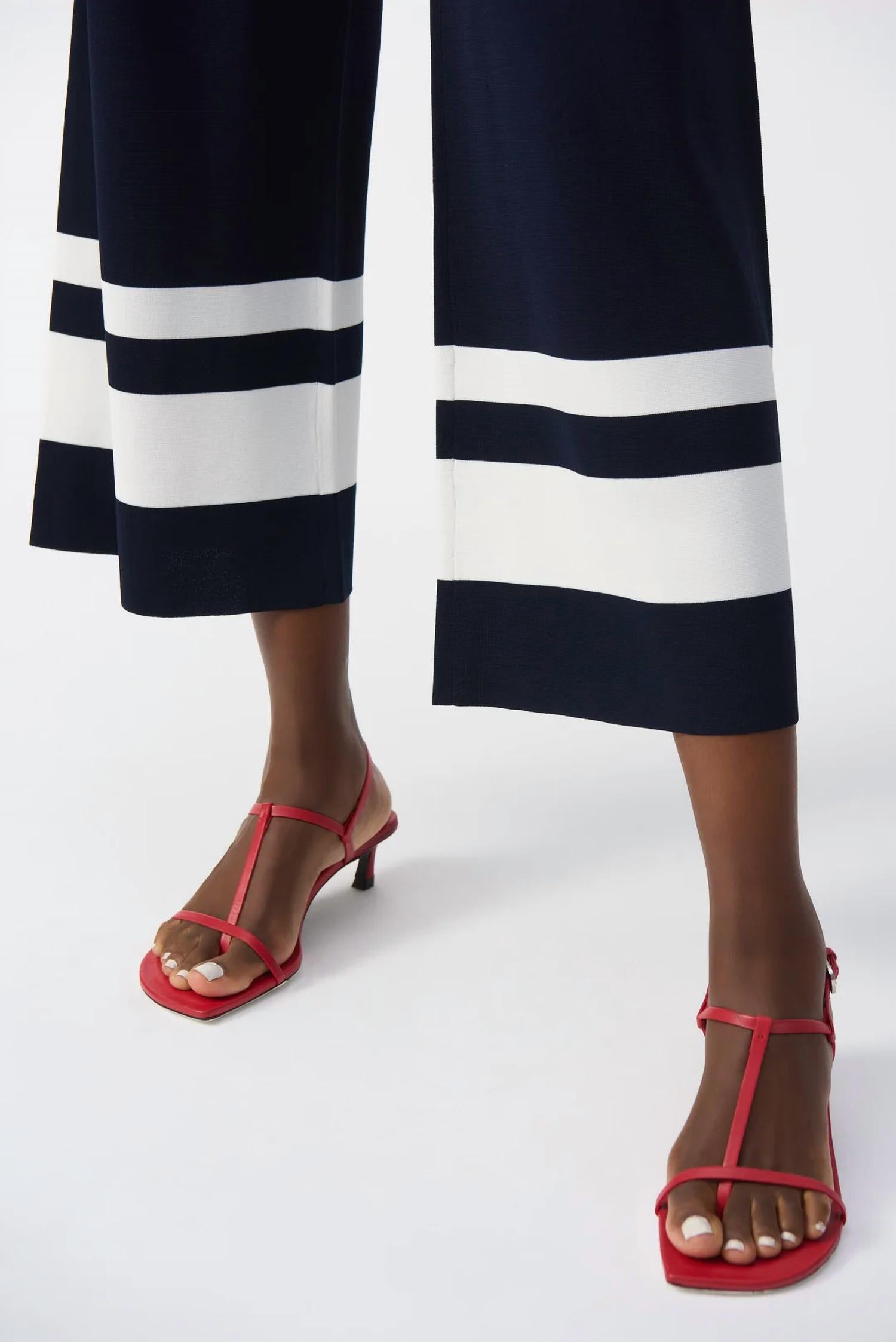 Joseph Ribkoff - Stripe Pull On Wide Leg Culotte Pants