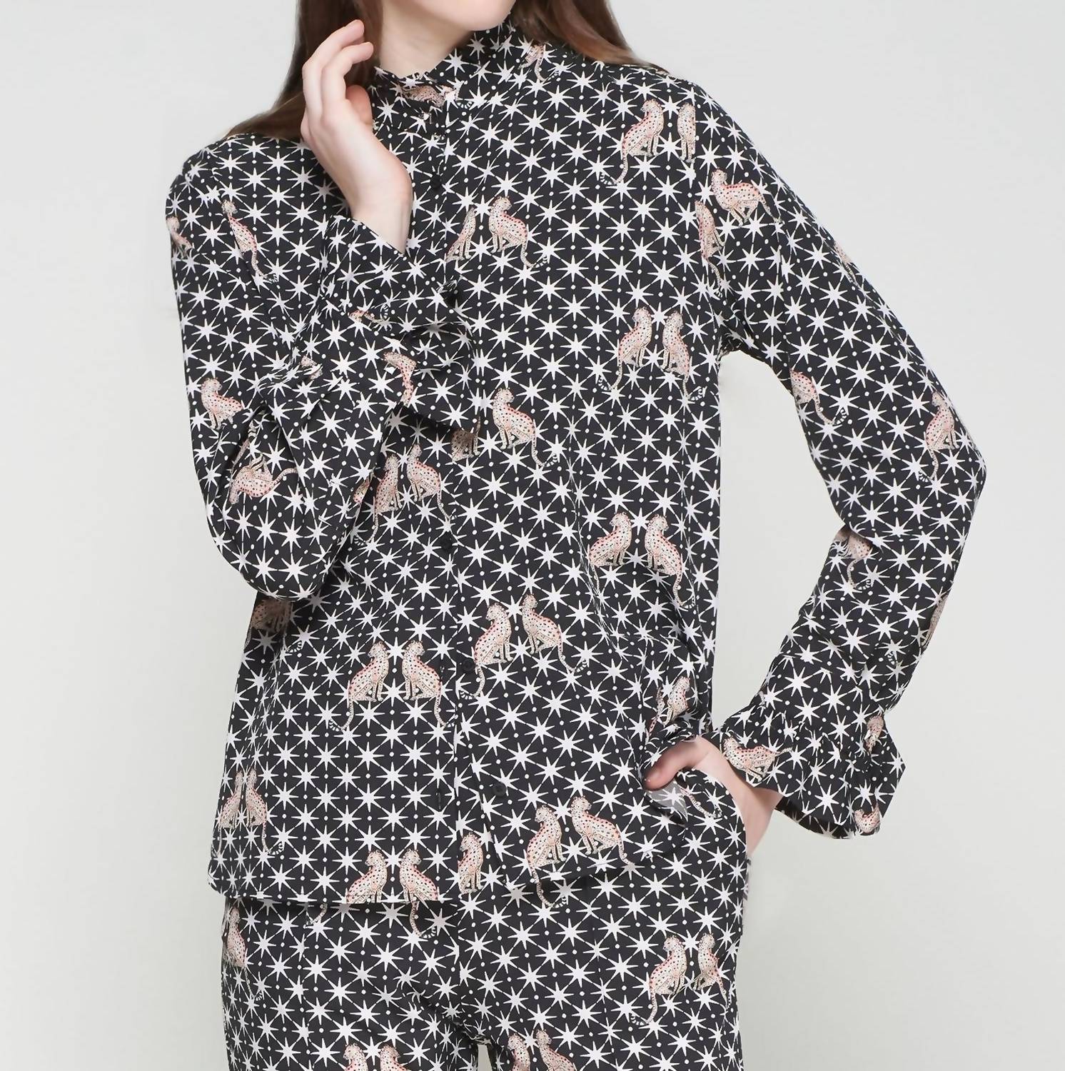 Vilagallo - Leopard Star Print Shirt