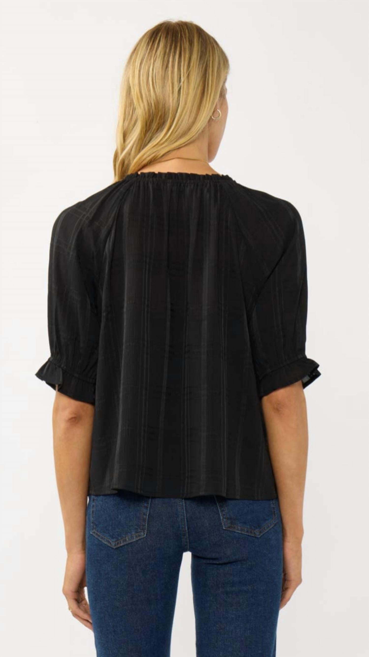 Lovestitch - Elbow Sleeve Button Down Blouse