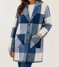 Charlie B - Plaid Bouclé Knit Tailored Coat
