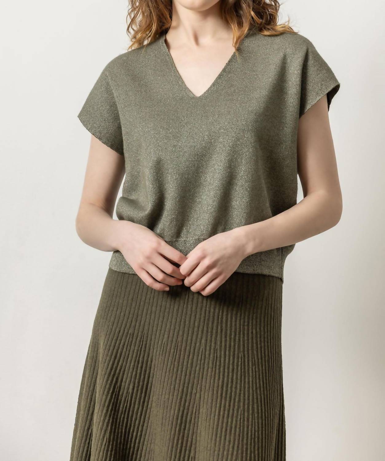 Lilla P - Metallic V-neck Sweater