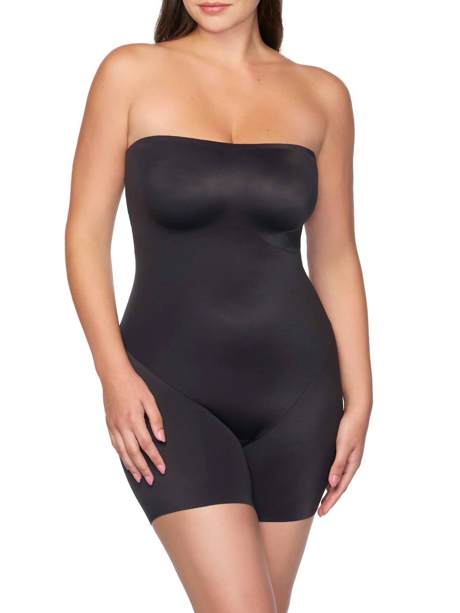 TC Fine Intimates Dress Rehearsal Strapless Mid-thigh Shaping Bodysuit in black - women's shirt