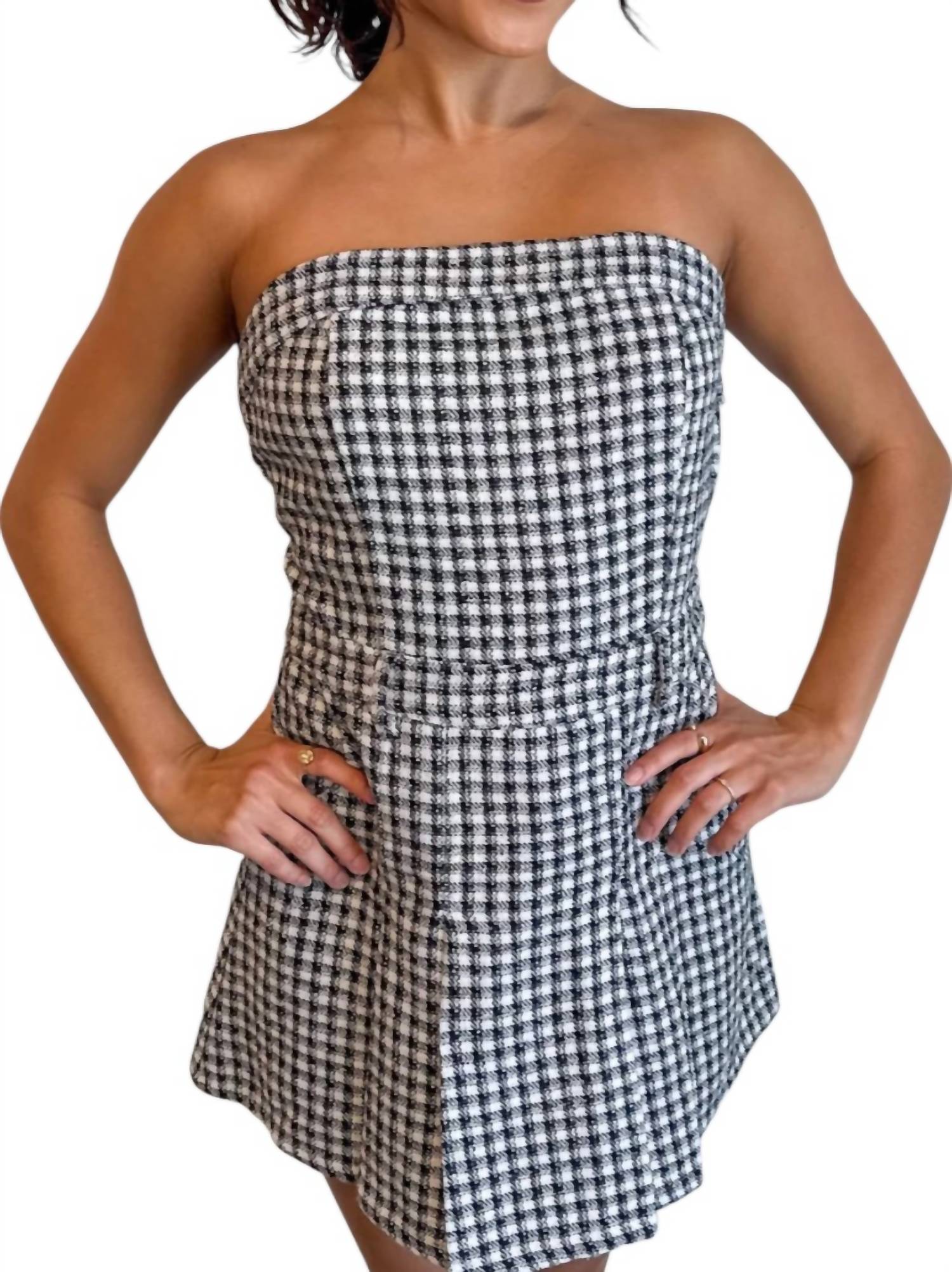Day + Moon - Honey Checkered Mini Romper Dress