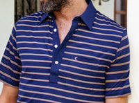 Criquet Performance Players Shirt in lee stripe navy - men's shirt - alternate view
