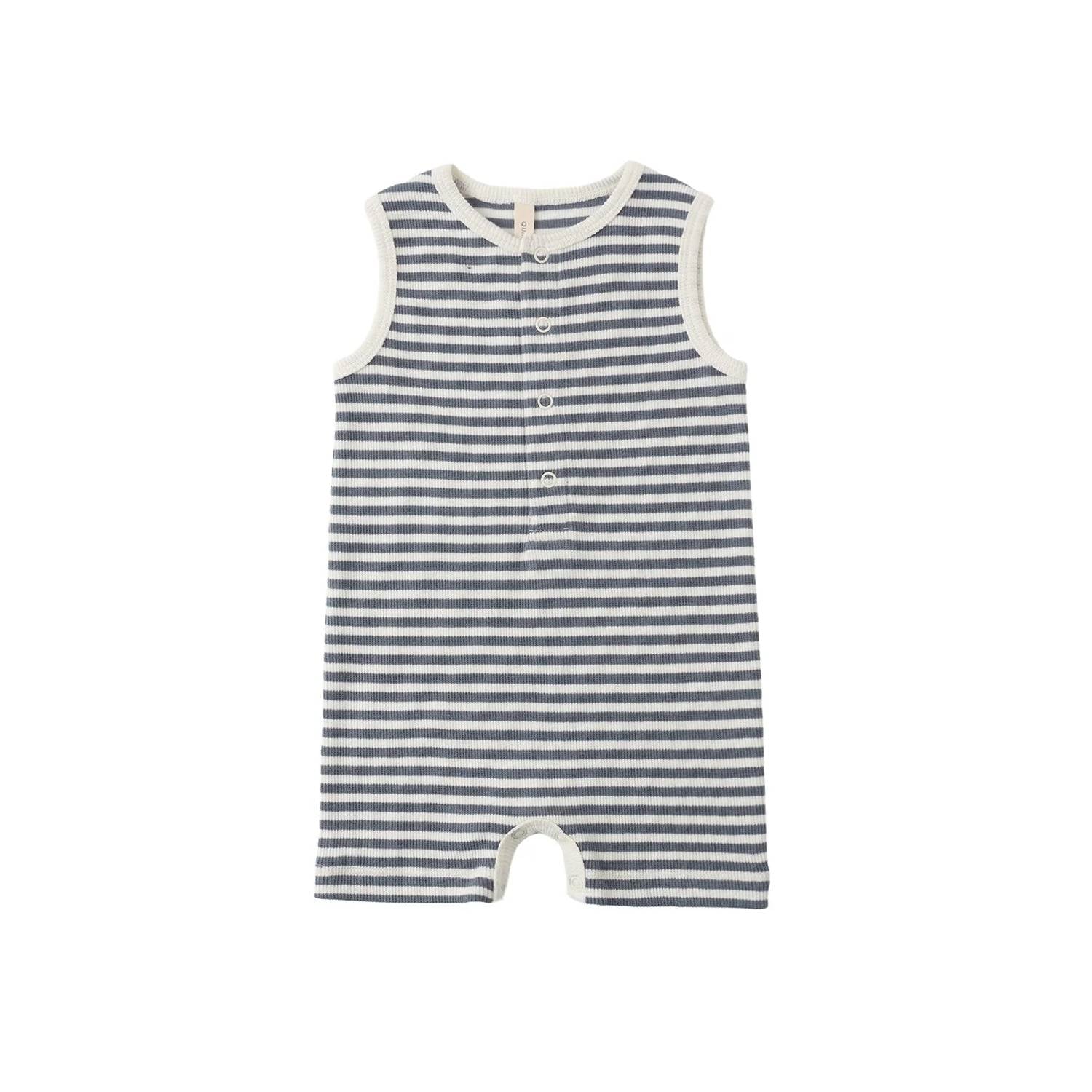 Quincy Mae - Boy's Ribbed Henley Romper