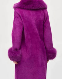 Joseph Ribkoff - Faux Fur And Feather Yarn Coat