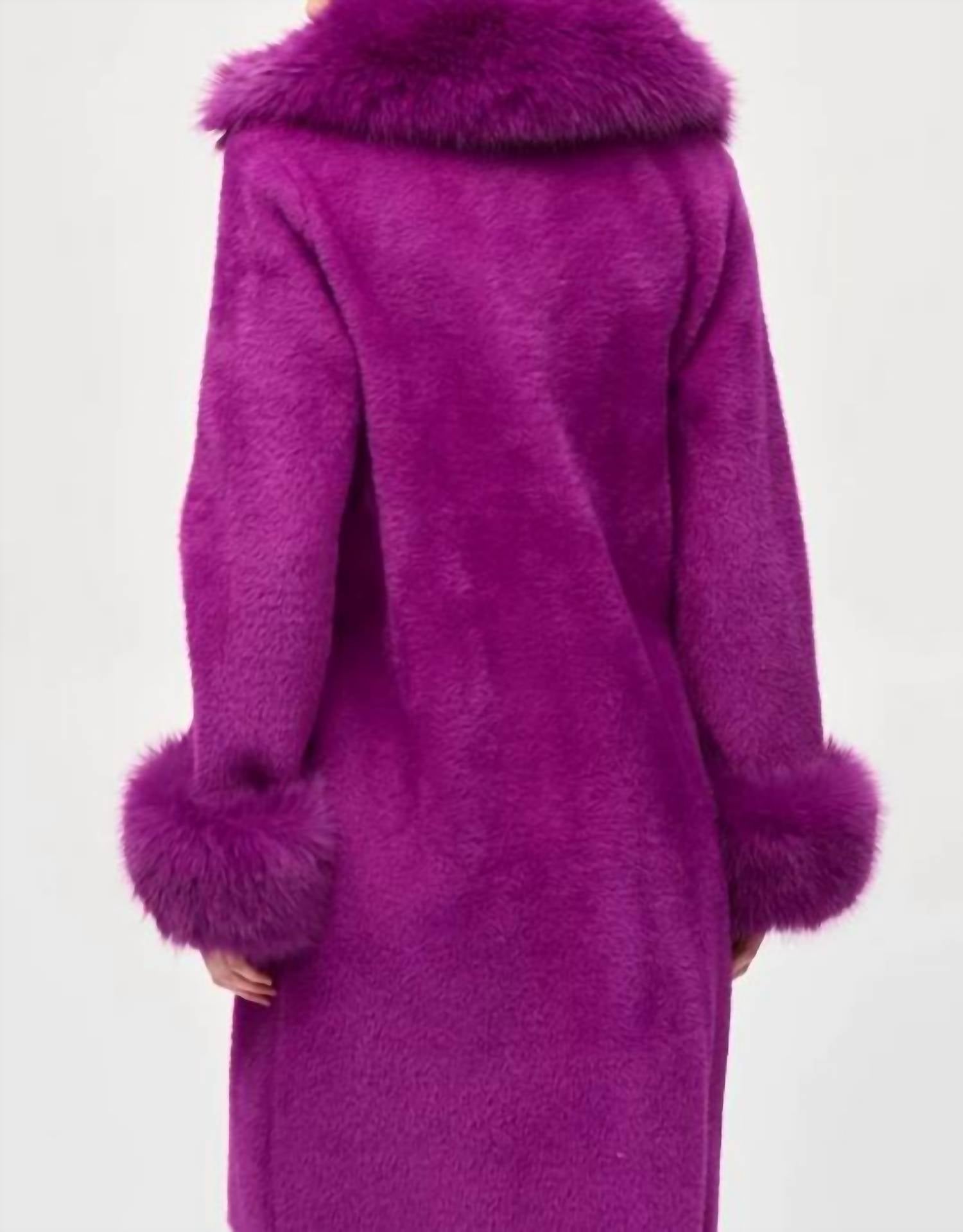 Joseph Ribkoff - Faux Fur And Feather Yarn Coat