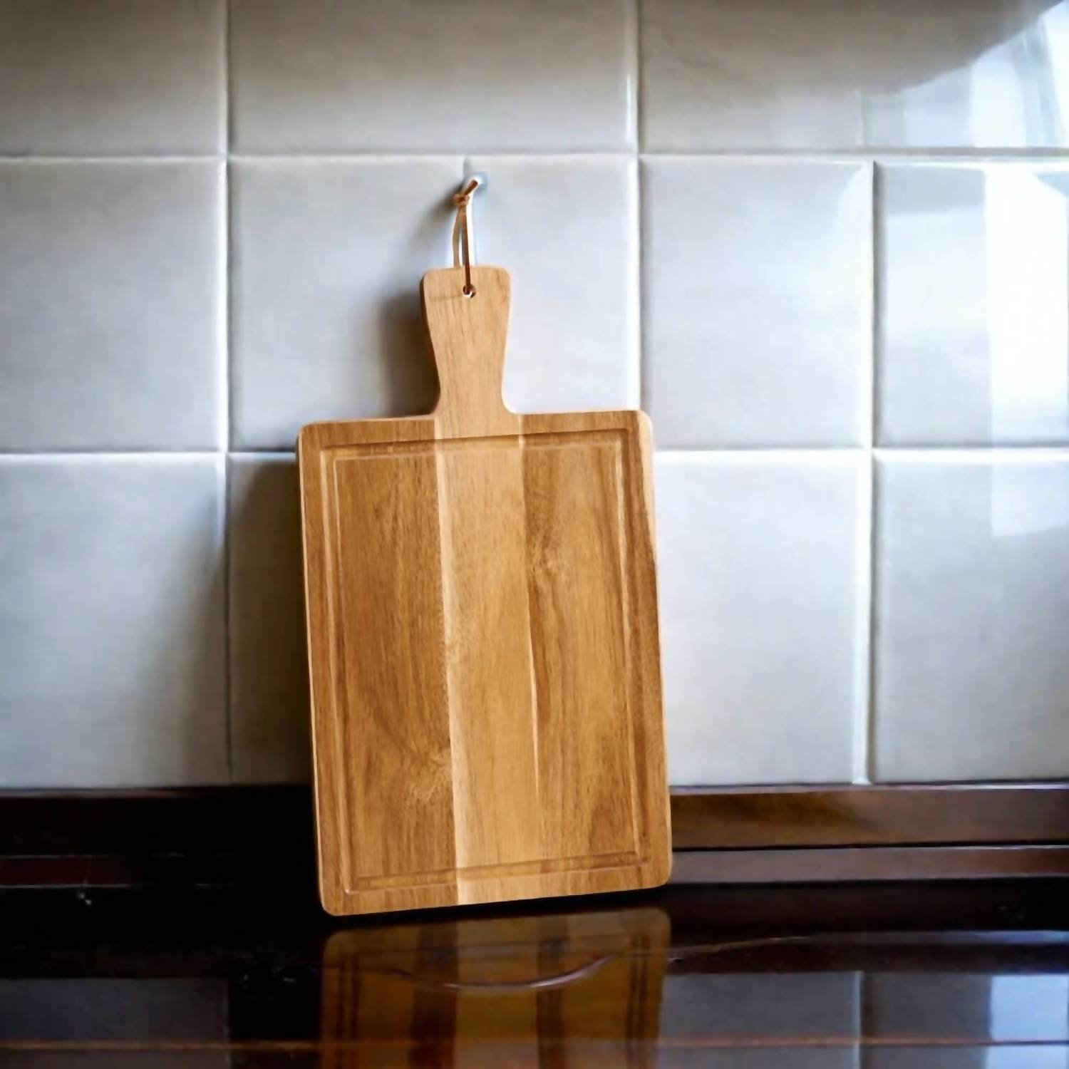Creative Gifts International - Acacia Wood Cutting Board with Handle