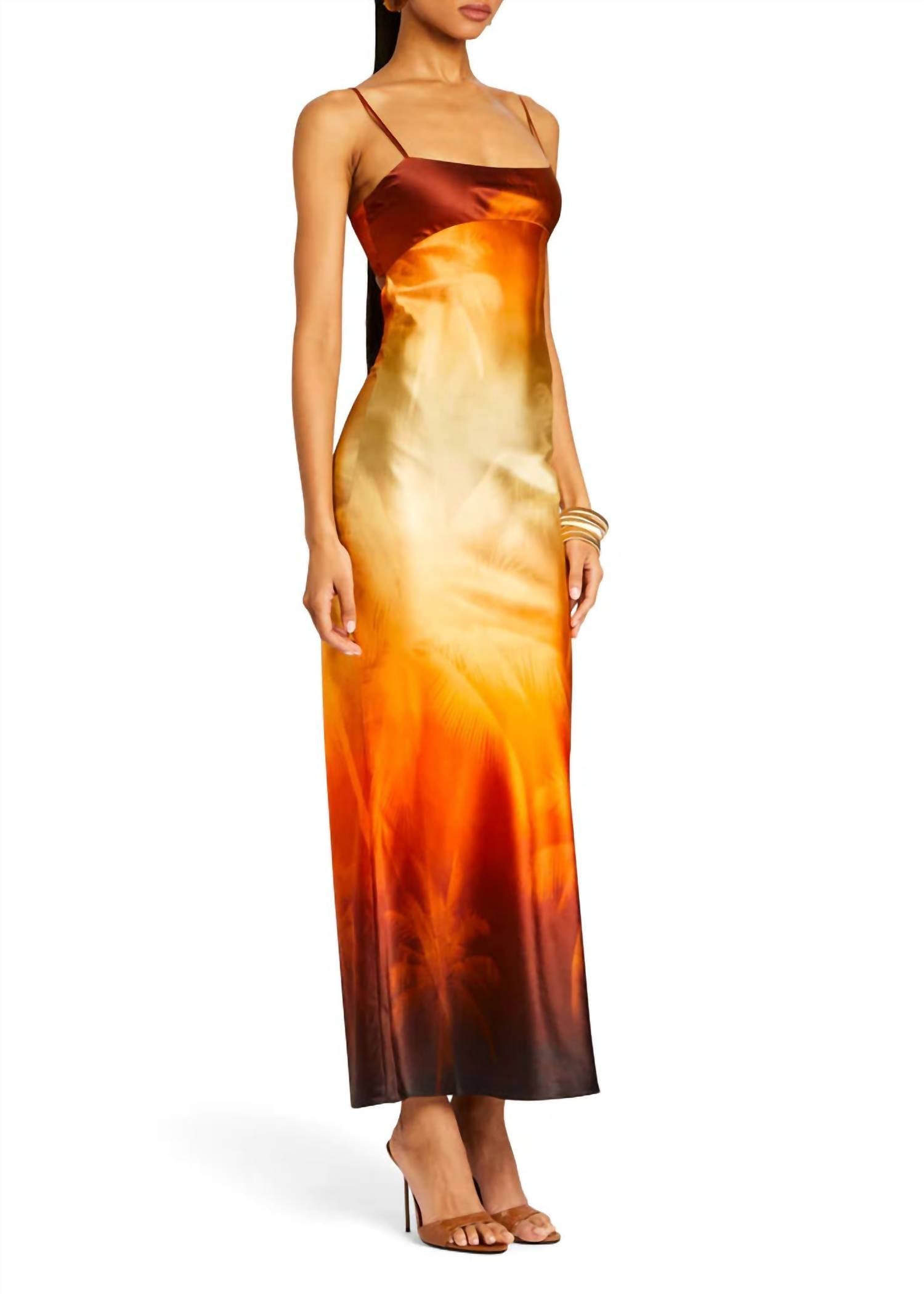 SER.O.YA Kayla Silk Dress in sunset palm - women's dress - alternate view