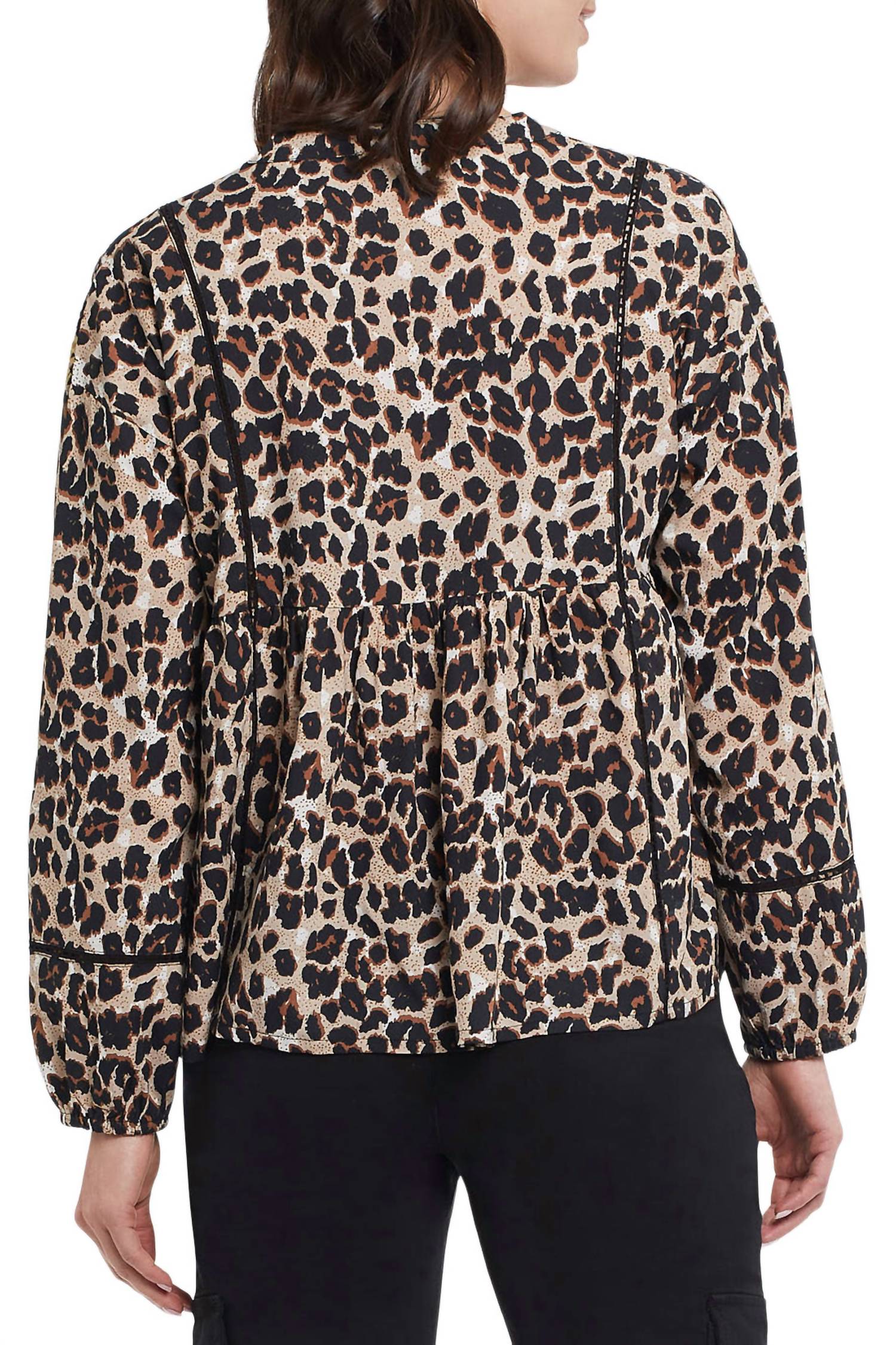 Tribal - Trisha Animal Print Long Sleeve Dolman Blouse
