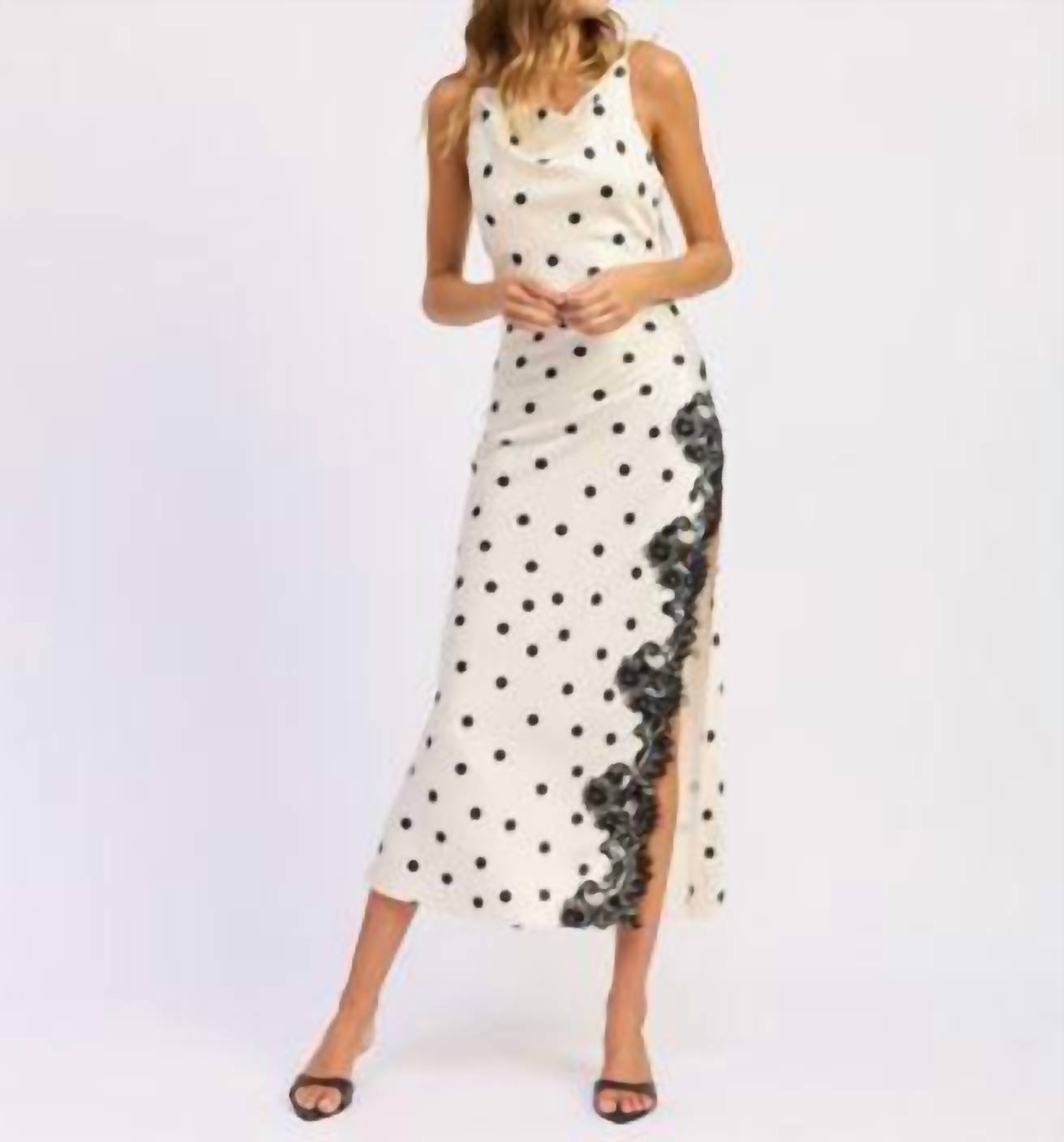 En Saison Abigail Polka Dot Maxi Slip Dress in white - women's dress