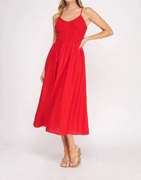 Allie Rose - Spaghetti Strap Smocked Midi Dress