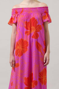 Sugarlips - Luxe Getaway Floral Smocked Shoulder Maxi Dress